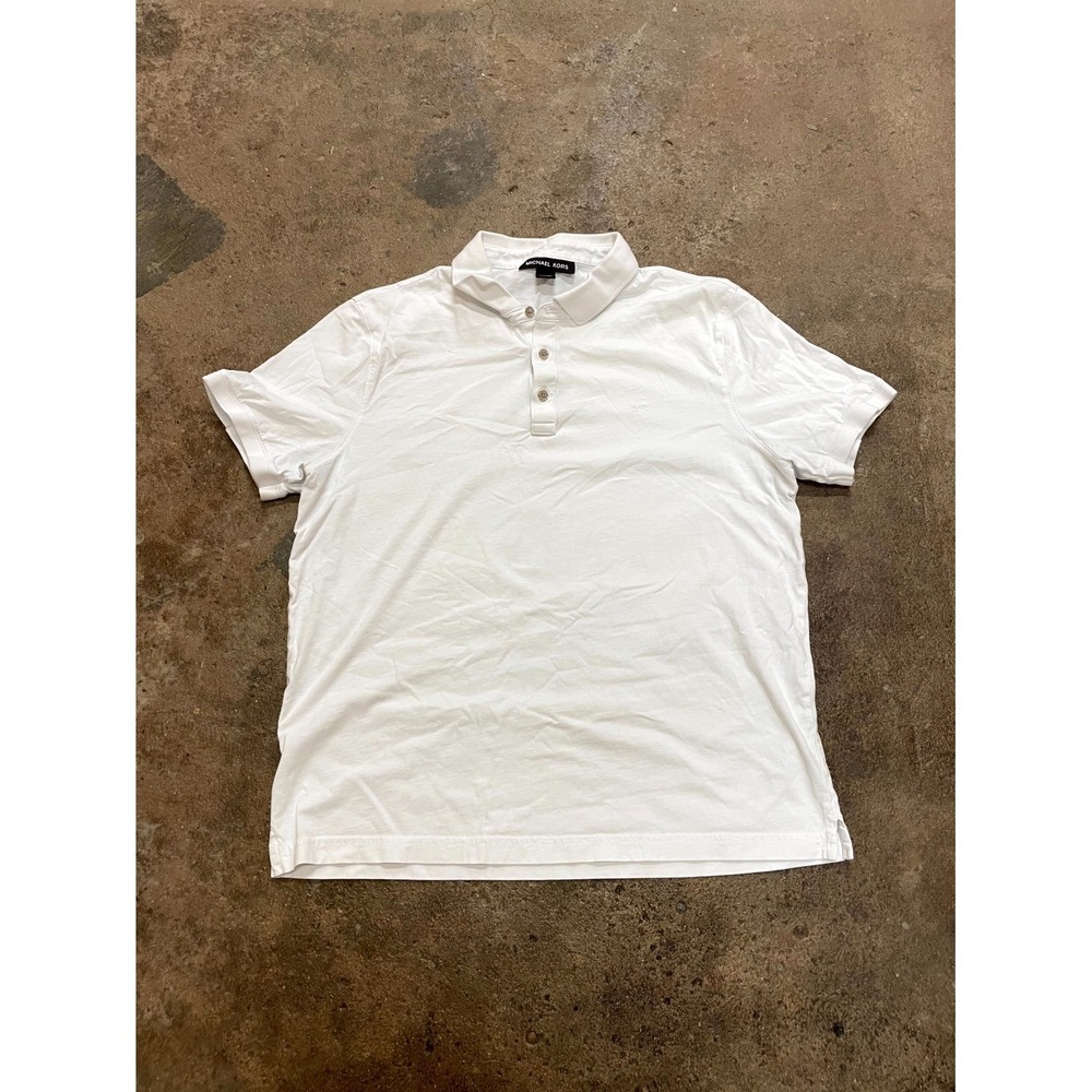 Michael Kors Polo Shirt Mens Medium White Side Slit Performance Golf Tennis